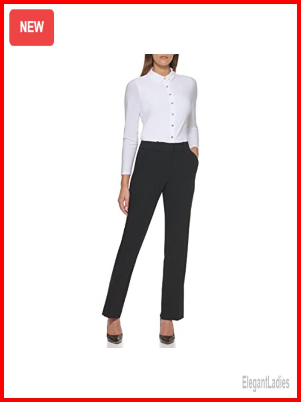 Women's Boot Leg Trousers Dress Pants Tailored Work Mid Rise Regular Fit